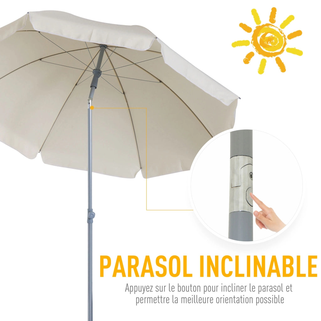 Ombrellone da Giardino Ottagonale Inclinabile ¨C Xylo ¨C ? 2m Crema con Borsa