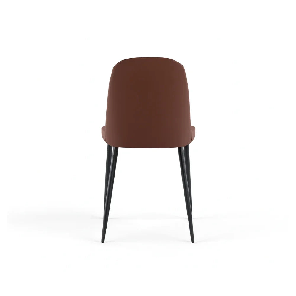 Set di 4 sedie da pranzo imbottite in tessuto soft touch effetto velluto bordeaux Gaelia con struttura in metallo facili da pulire | Duzzle