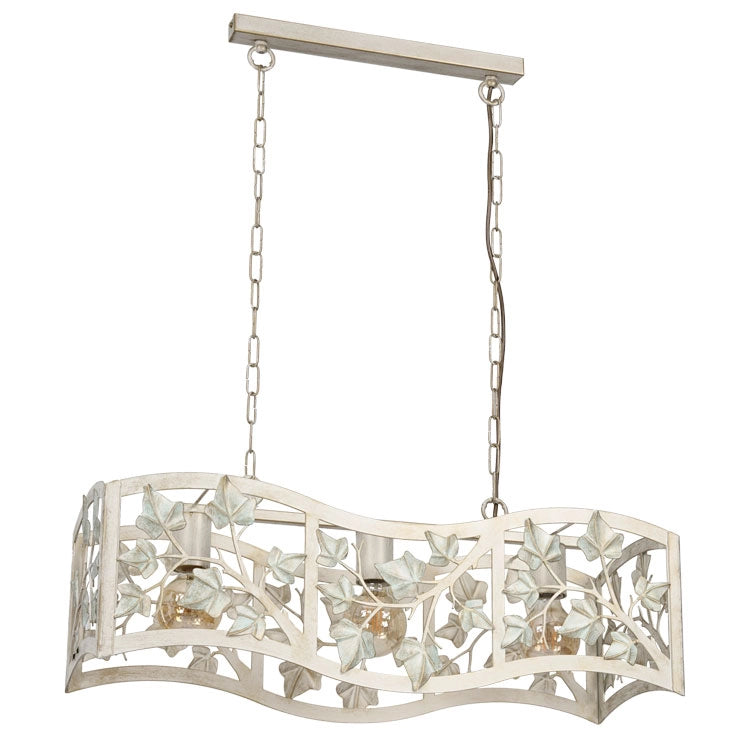 Lampada sospesa Provence 3xE27 foglie argento Luminex