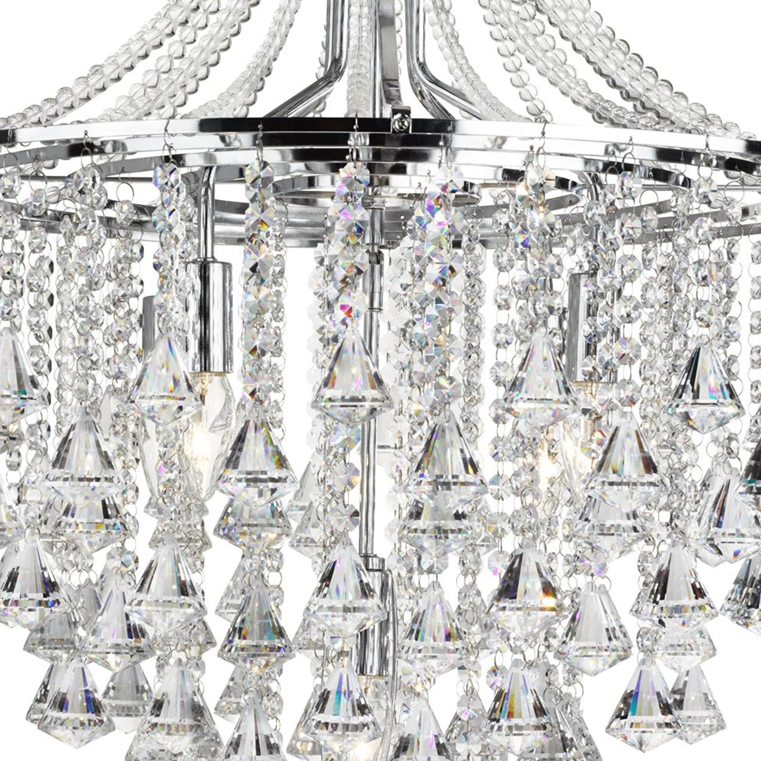 Lampadario Classico Dorchester Acciaio Cromo Vetro 5 Luci E14