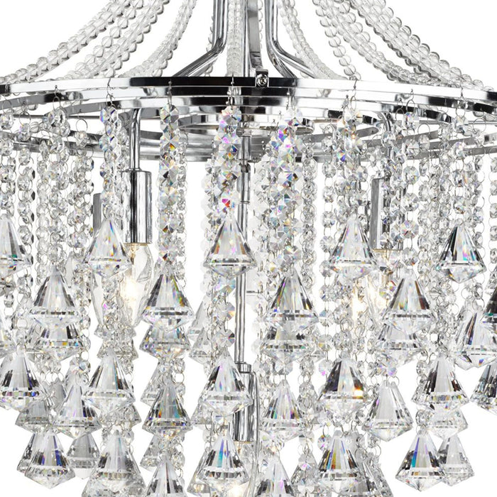 Lampadario Classico Dorchester Acciaio Cromo Vetro 5 Luci E14