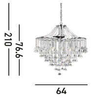 Lampadario Classico Dorchester Acciaio Cromo Vetro 5 Luci E14