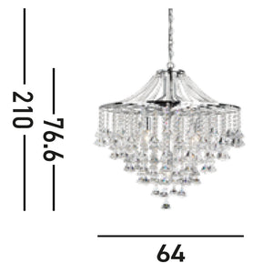 Lampadario Classico Dorchester Acciaio Cromo Vetro 5 Luci E14