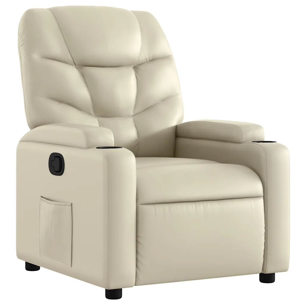 Divano Sedia-Poltrona reclinabile in similpelle color crema 927408