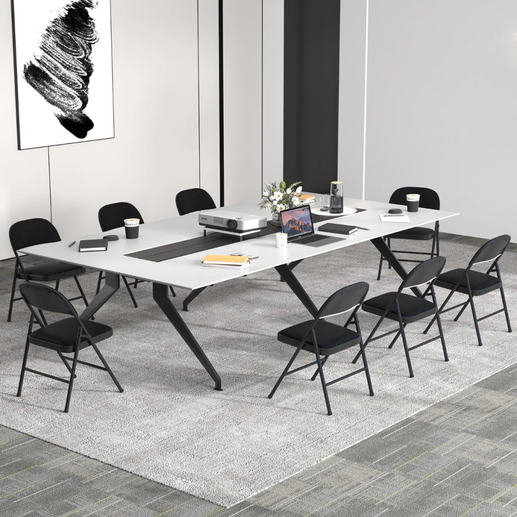 Sedie pieghevoli sedie imbottite da pranzo con struttura in metallo-Sedie impilabili in artificiale PVC per interni ed esterni set da 2 Nero