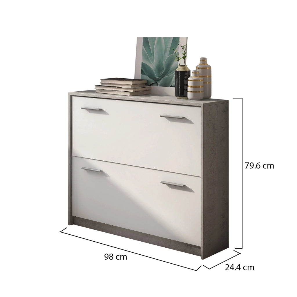 Mobile Portascarpe Nespolo, Scarpiera Paia, 98x24x80h cm Grigio Cemento