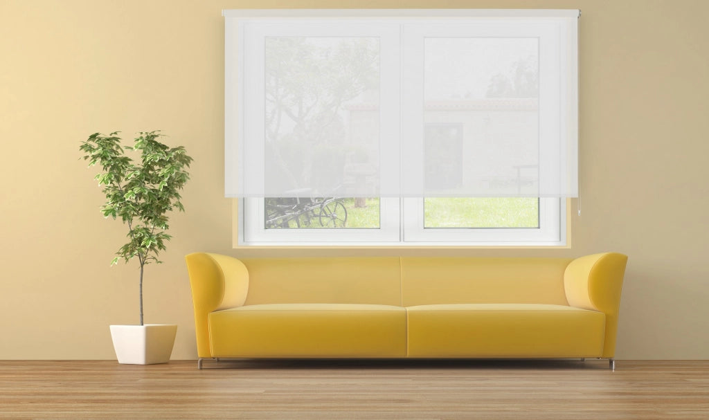 VIEWTEX Tenda a rullo traslucida Cotone (Cotone riciclato) Bianco 75 X 250cm - Made in Europe - 5 anni di garanzia