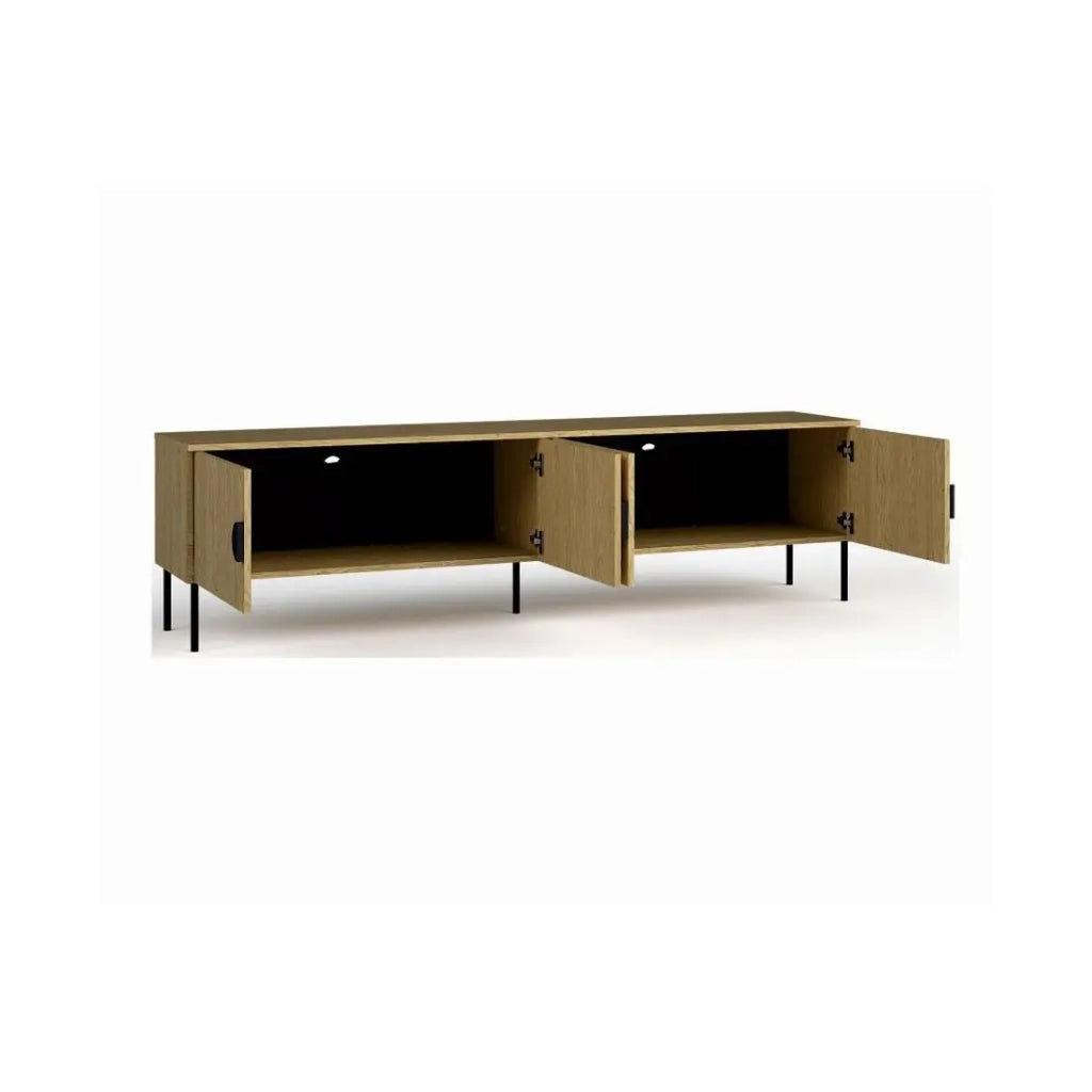 Set arredamento soggiorno: Mobile TV 200 cm, tavolino, credenza, rovere, collezione MONDO
