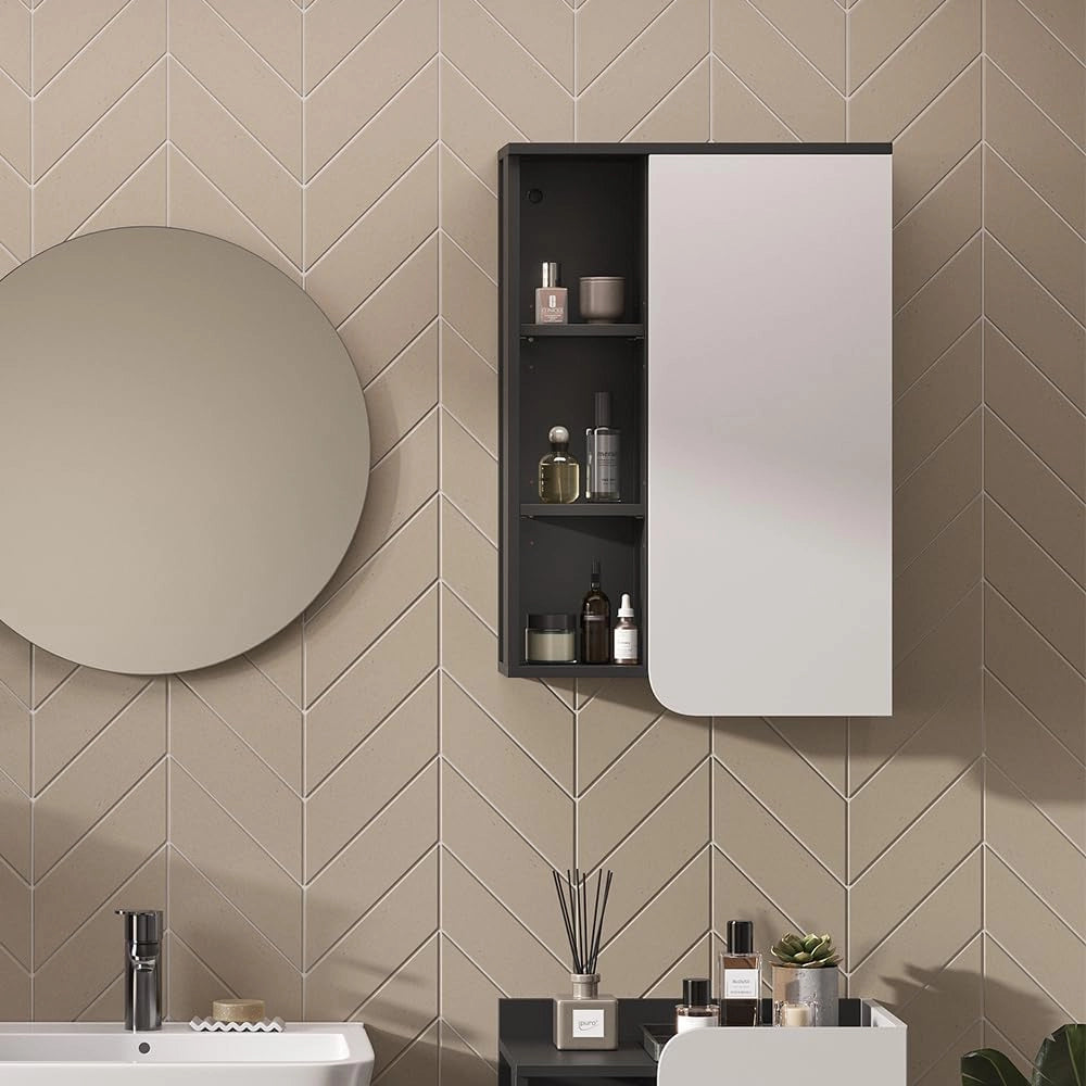 mobile bagno Karen, Antracite/bianco, 50 x 75 cm con porta e vani aperti