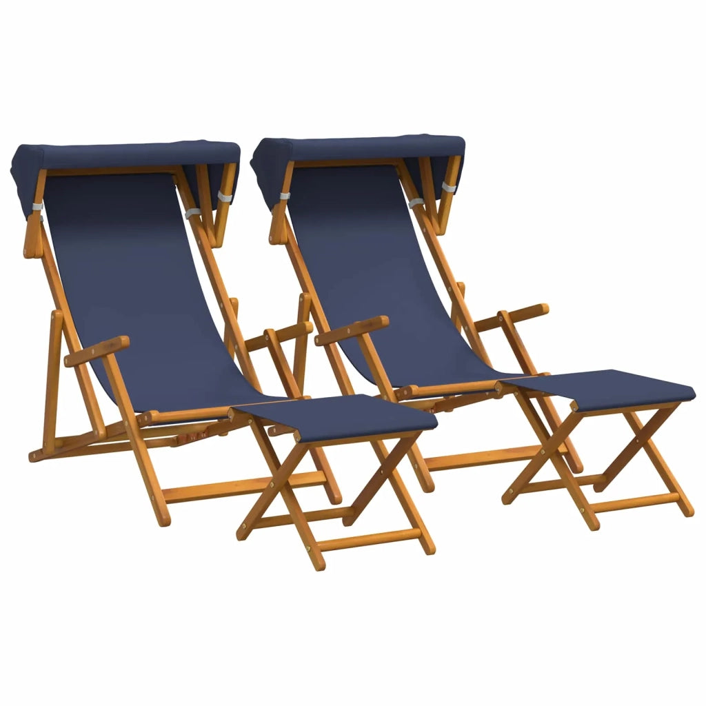 Lettino 4 pcs 3 Posizione Legno di Eucalipto Massello Blu 3407797