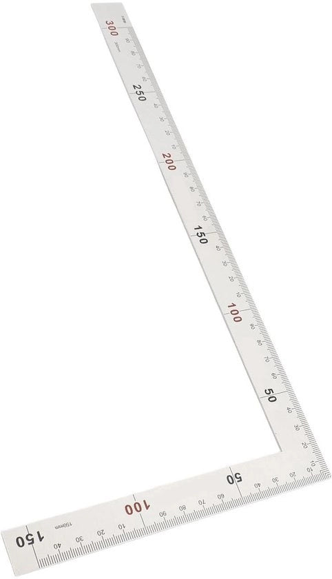 Liniaal a T e Rechte a 90 Gradi con Marcatura di Misura - 300mm x 150mm - Materiale di Alta Resistenza - Righello Bifacciale