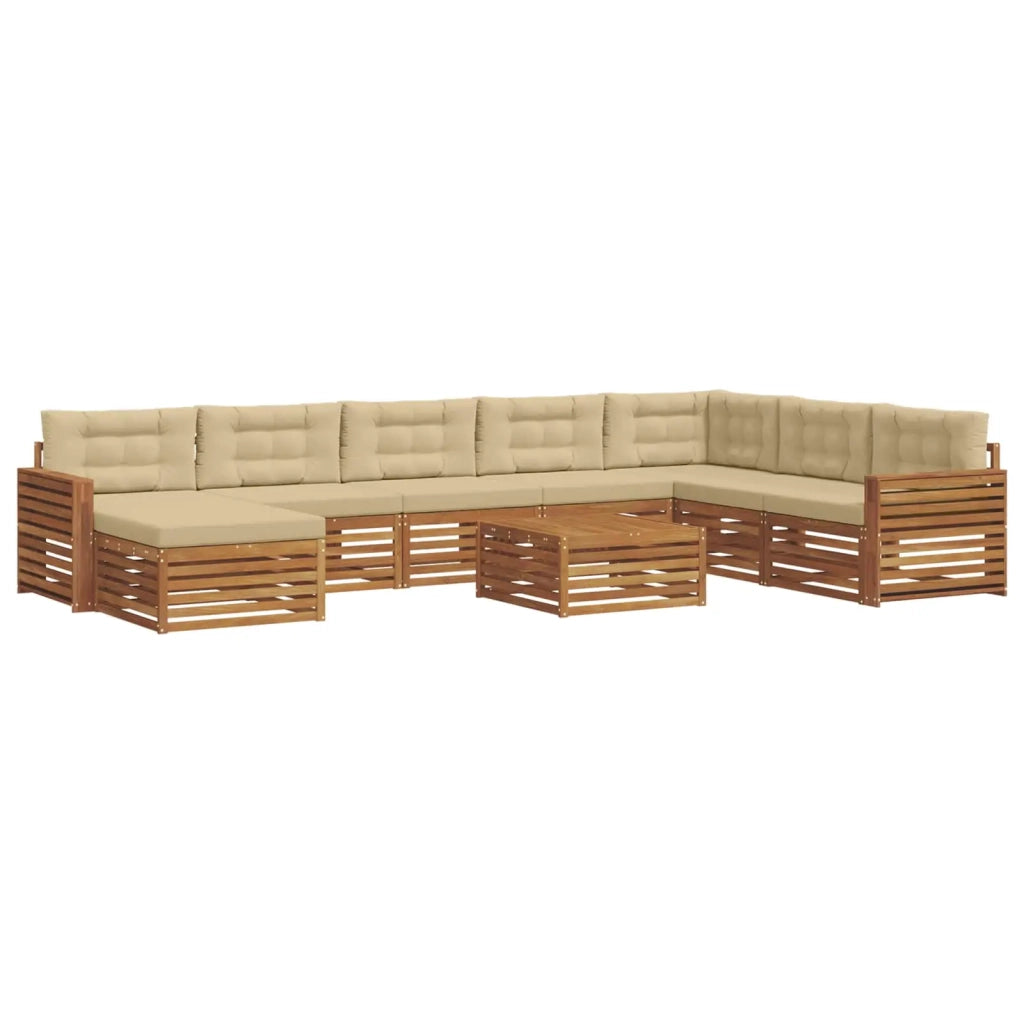 Set di divani da esterno con cuscino 9 pcs Naturale e Beige 3373988