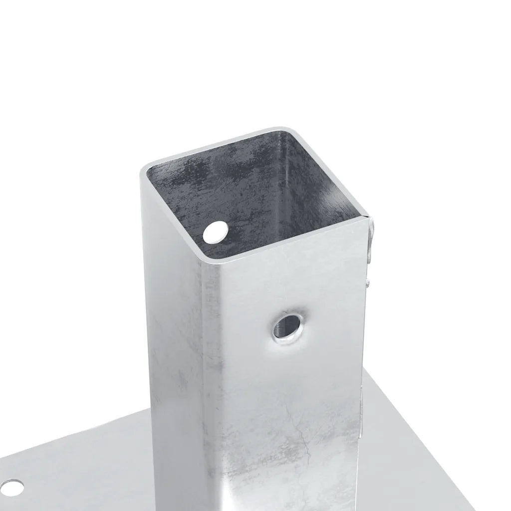 Basi per Pali Quadrate 4 pz Argento 51x51 mm in Acciaio Zincato 42000002