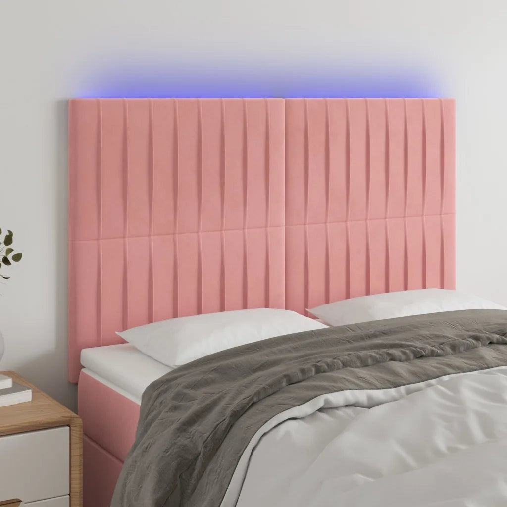 Testiera a LED-Testata con LED Rosa 144x5x118/128 cm in Velluto 761239