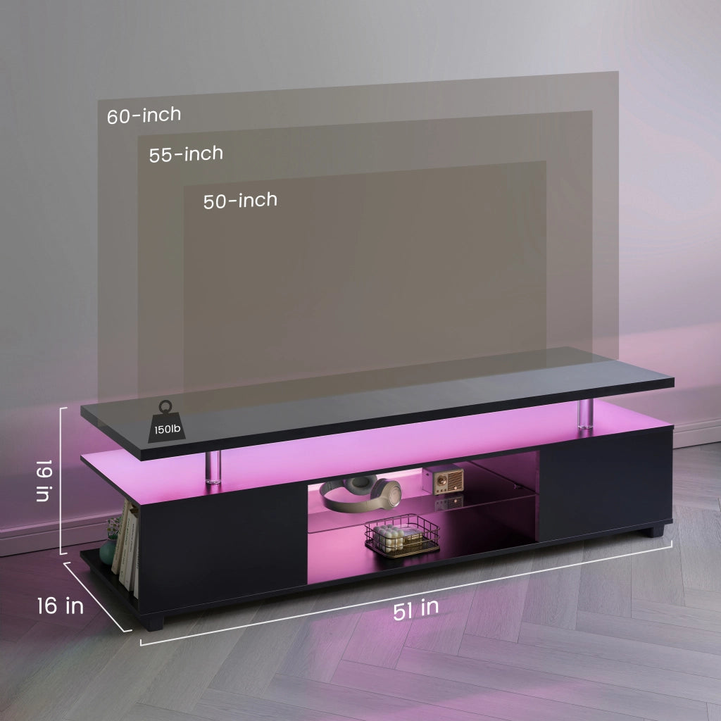 Console TV per 60 pollici - Zephmum - Con ampio armadietto laterale, nero