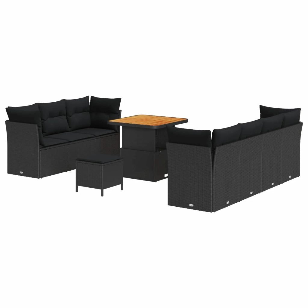 Set Divano da Giardino 10 pcs Nero polyrattan 3361444