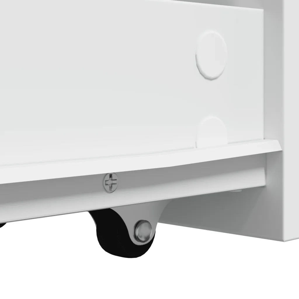 Mobiletto da bagno stretto e pratico con rotelle 22 x 41 x 135 cm design elegante con vano contenitore in legno composito bianco 02_0050664