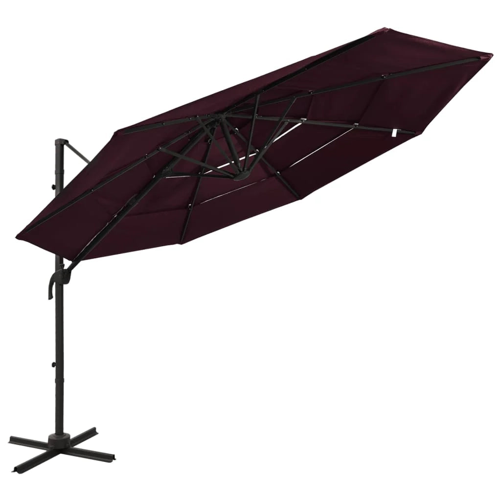 Ombrellone a quattro livelli con palo in alluminio 3 x 3 m bordeaux 02_0008789