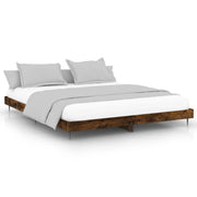 Letto matrimoniale | Letto per adulti | Giroletto senza Materasso Rovere Fumo 200x200 cm in Truciolato
