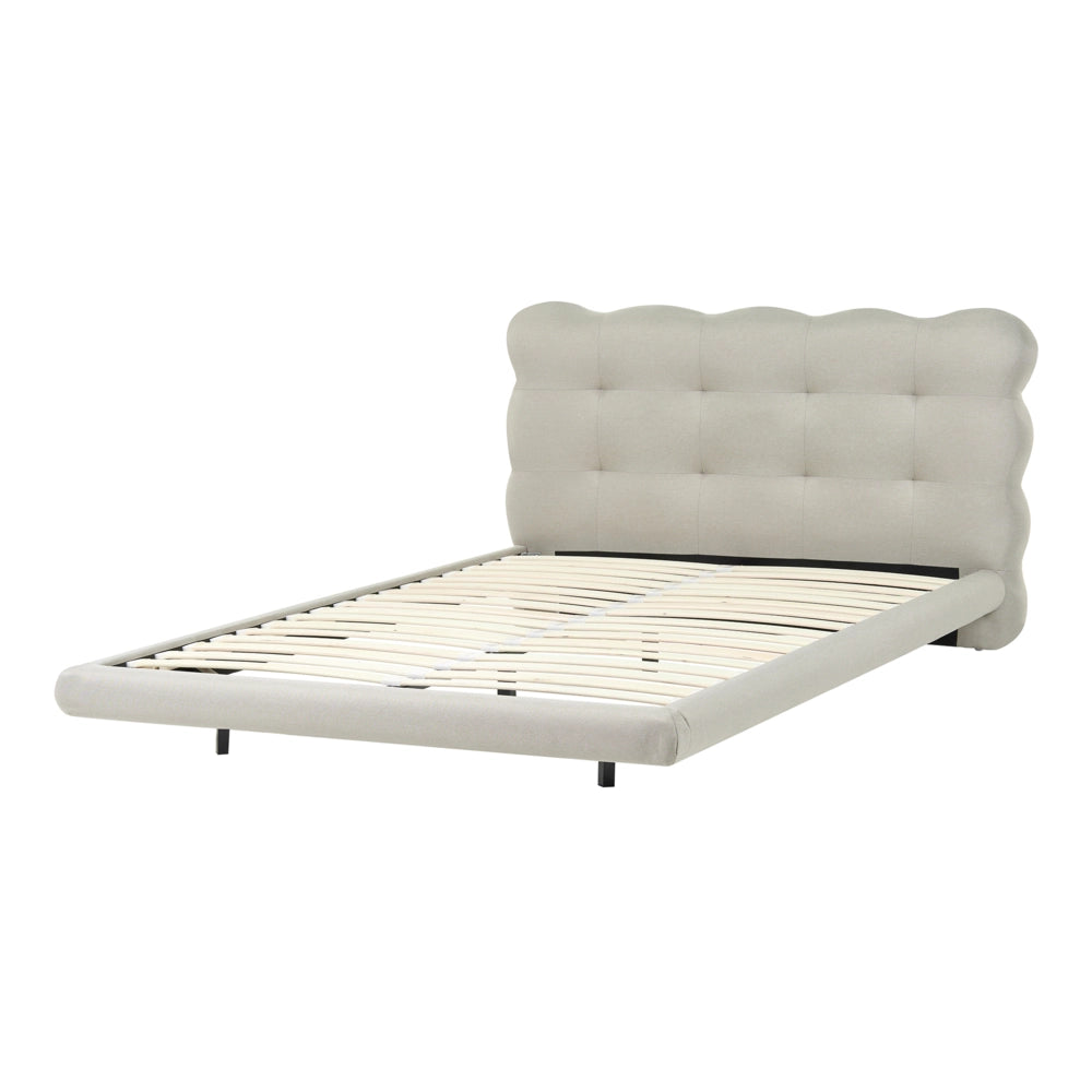 Letto matrimoniale in tessuto con testata trapuntata Beige 120 x 200 cm design moderno