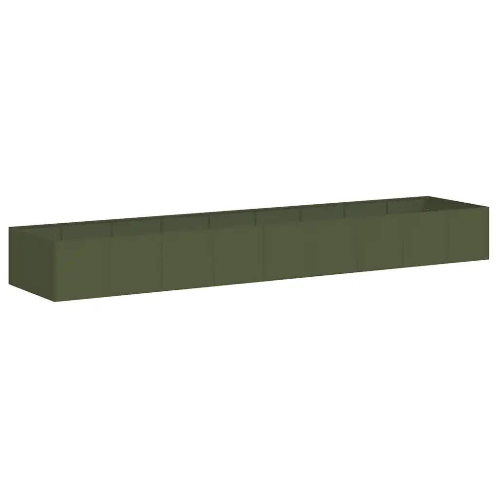 Fioriera | Cassetta per fiori | Vaso Verde Oliva 360x80x40 cm in Acciaio