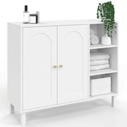 IDMarket - Mobili da bagno, mobili contenitori per soggiorno e ingresso ARSENE a 3 ripiani con armadio in legno bianco