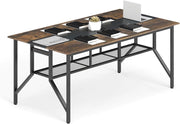 Tavolo da conferenza, grande tavolo da riunione rettangolare per 6-8 persone, con passacavi e ripiano portaoggetti, postazione di lavoro per sala riunioni, ufficio, 180 x 96 x 76 cm