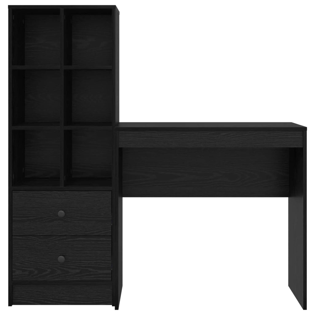 Scrivania con cassetto con lo scaffale 2 pcs Rovere Nero 3337314