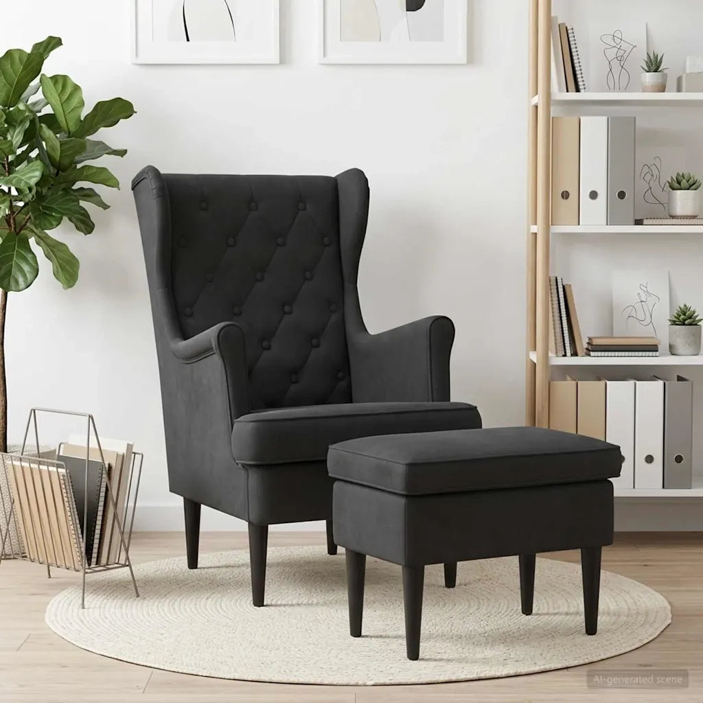 Poltrona con Ottomano 2 pz Nero Velluto 3418823