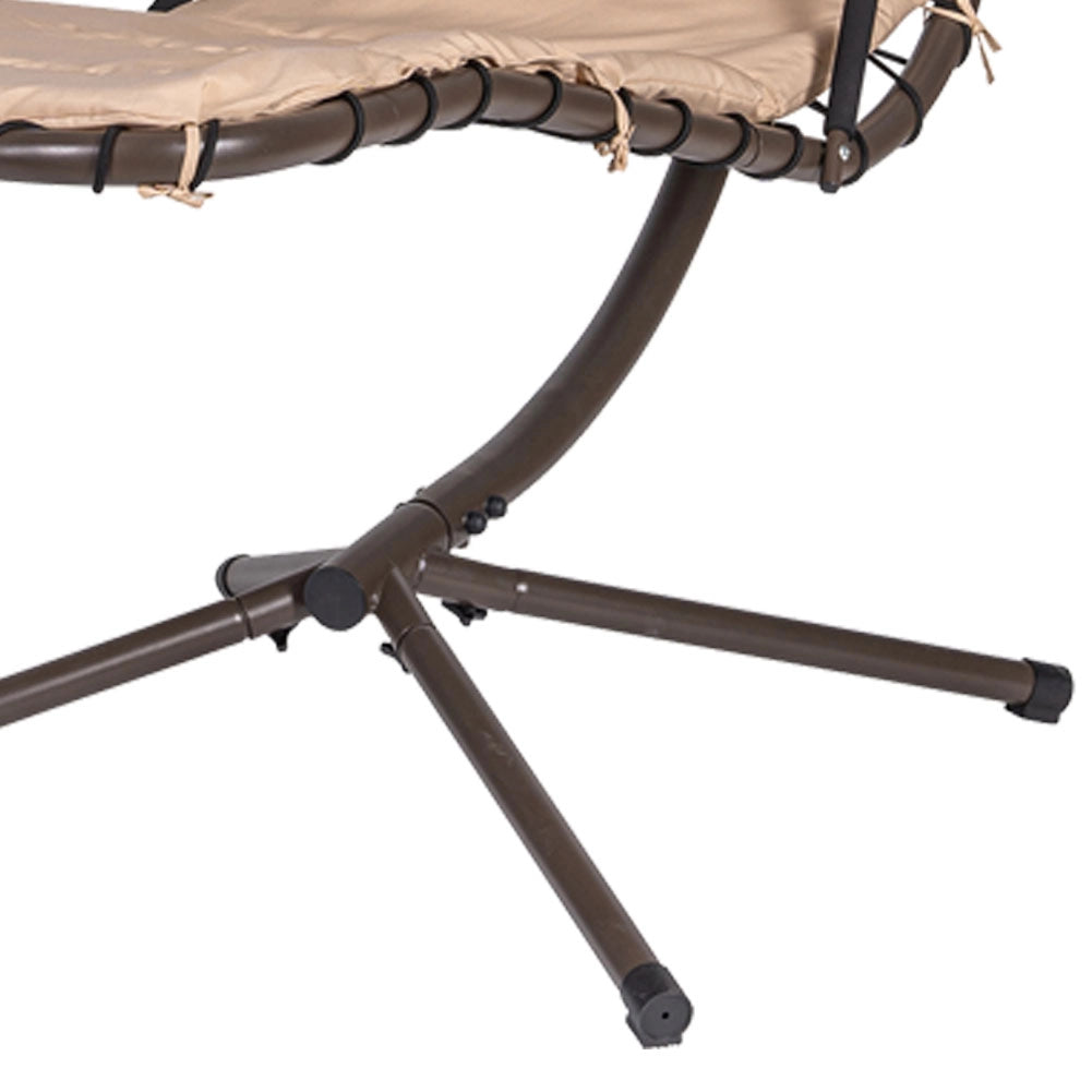 Dondolo Lettino Sospeso Da Giardino Con Parasole e Cuscino 2x2 Amaca Colore Beige