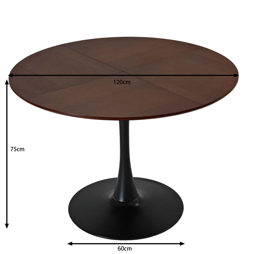 Tavolo da Pranzo Rotondo ¨C MINIMAL ¨C Piano in Legno Rovere, Base in Metallo, ?120 cm