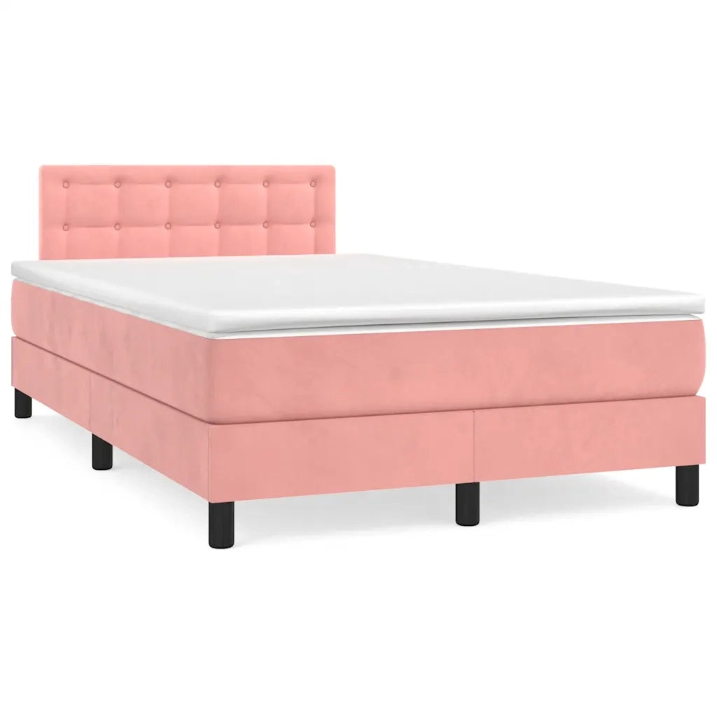 Letto a Molle con Materasso e LED Rosa 120x190 cm in Vellutocod mxl 91851