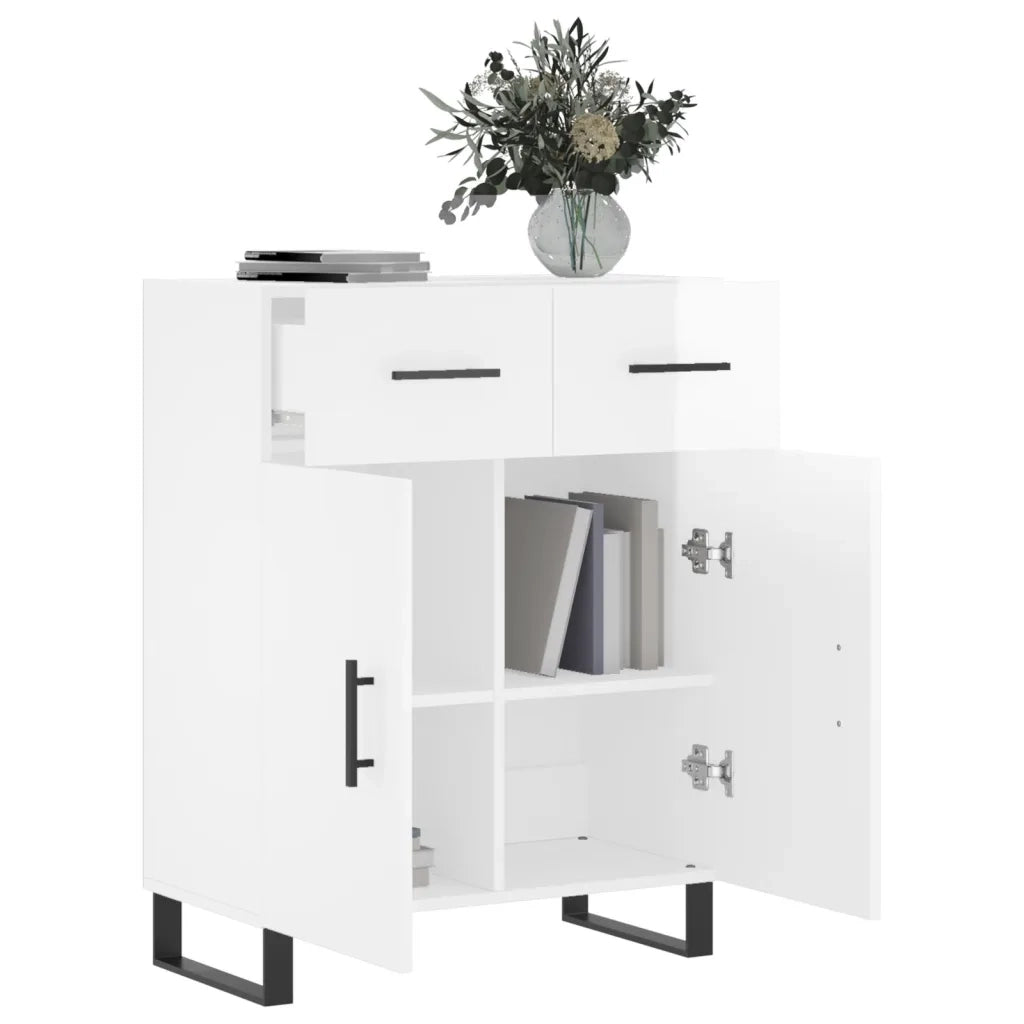 Credenza 69,5x34x90 cm in Legno Multistrato Bianco Lucido 828006