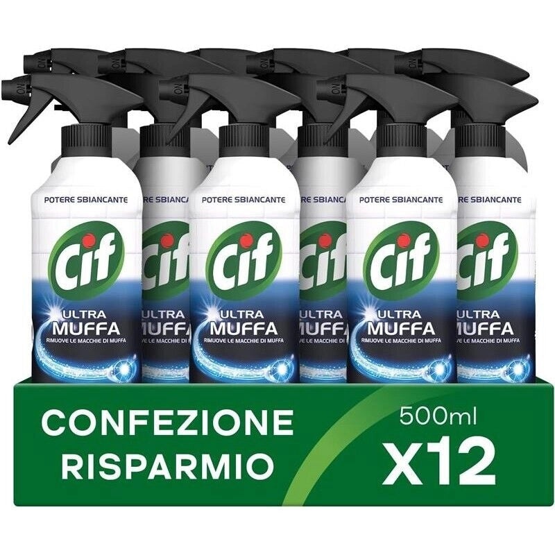 CIF SPRAY SET 12 PZ ANTIMUFFA CON POTERE SBIANCANTE FORMATO DA 500 ML L'UNO