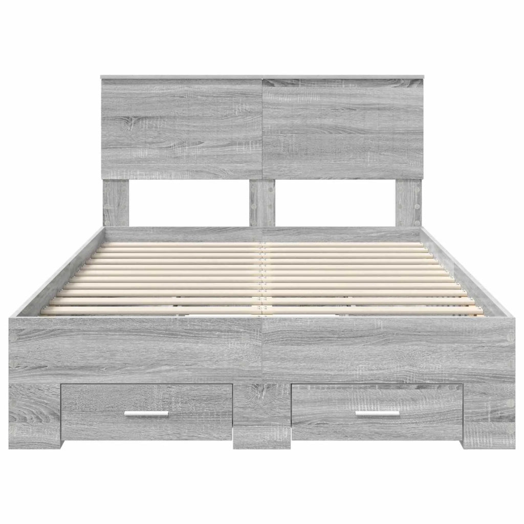 Struttura del letto con testiera Grigio Sonoma 120 x 200 cm