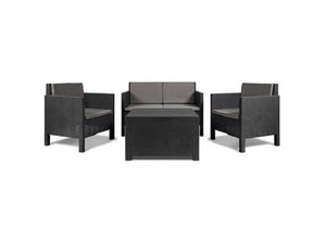 Set Salotto da Giardino in Resina Divano Poltrone Tavolino Olimpia Antracite