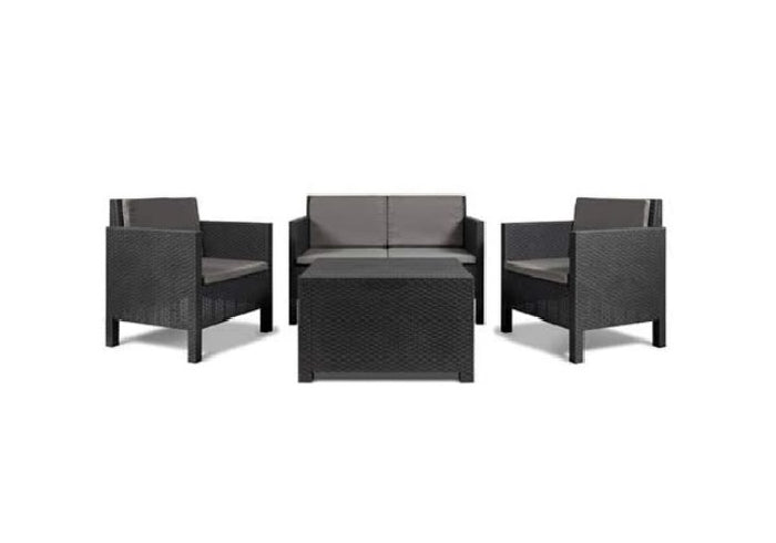 Set Salotto da Giardino in Resina Divano Poltrone Tavolino Olimpia Antracite