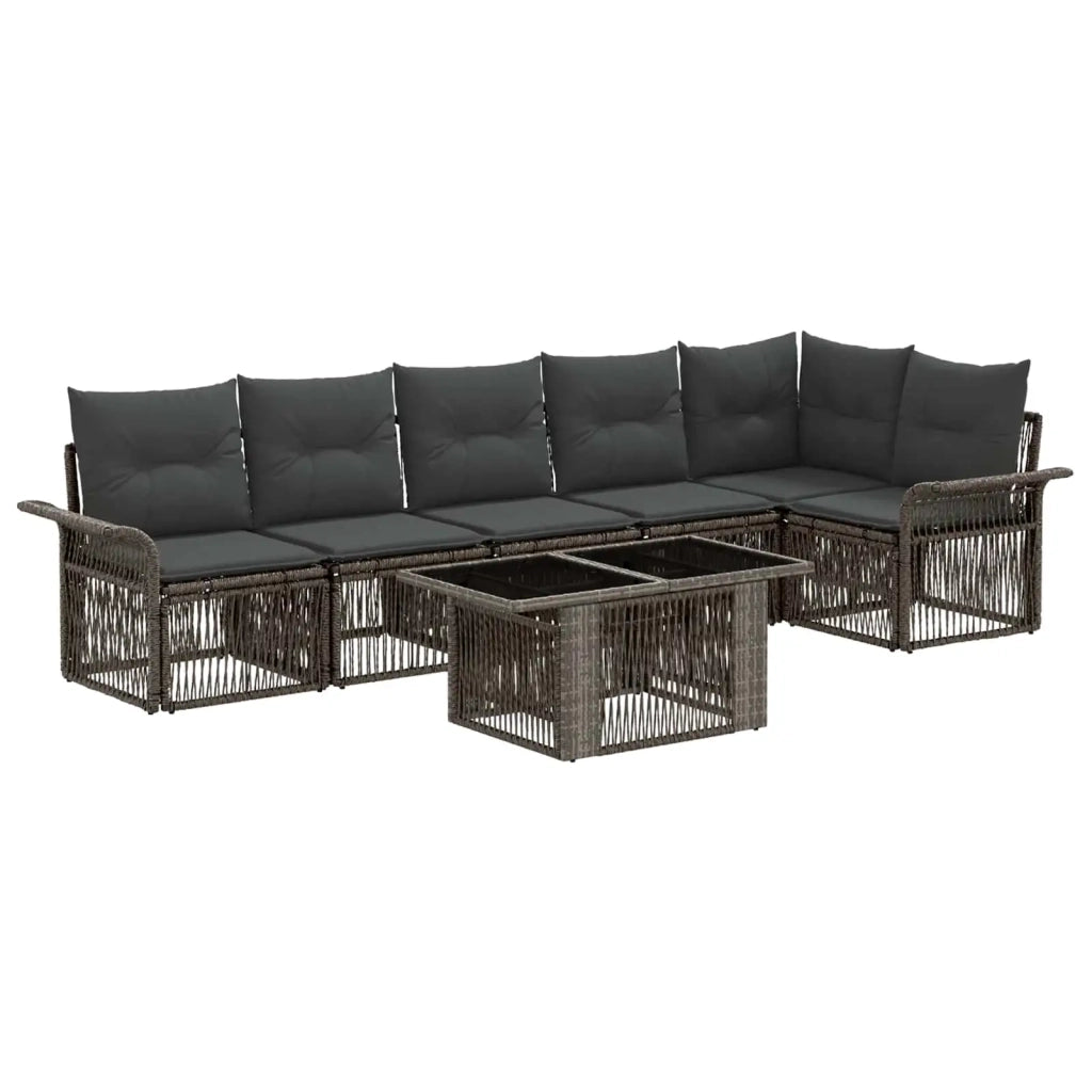 Set Divano da Giardino 7 pz Grigio e Grigio Scuro polyrattan 3436640
