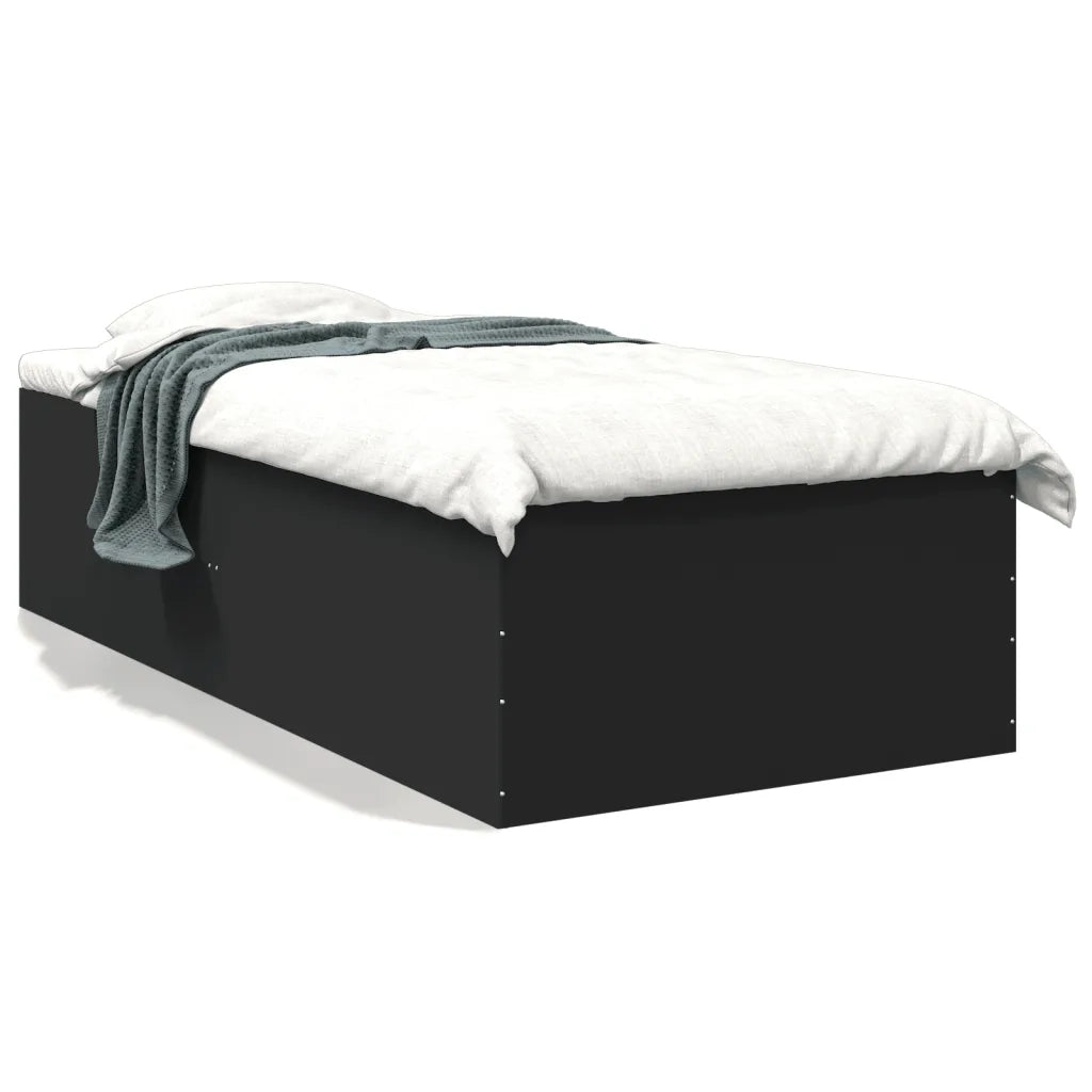 Letto singolo | Letto per adulti | Giroletto Nero 90x190 cm in Legno Multistrato
