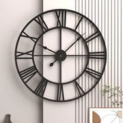 Orologio da parete XXL in stile rurale, retro, con numeri romani, decorativo in metallo per soggiorno, cucina, camera da letto - Ø 50 cm.
