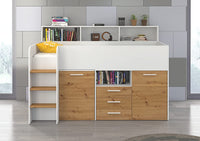 LETTO A CASTELLO SCRIVANIA LIBRERIA BAMBINI NEO L cm206x120x138h BIANCO ROVERE