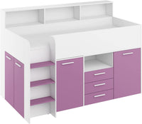 LETTO A CASTELLO SCRIVANIA LIBRERIA BAMBINI NEO L cm206x120x138h BIANCO LAVANDA