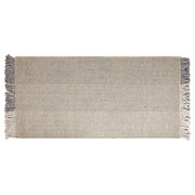 Tappeto grigio lana cotone 80 x 150 cm rettangolare intrecciato a mano con nappine