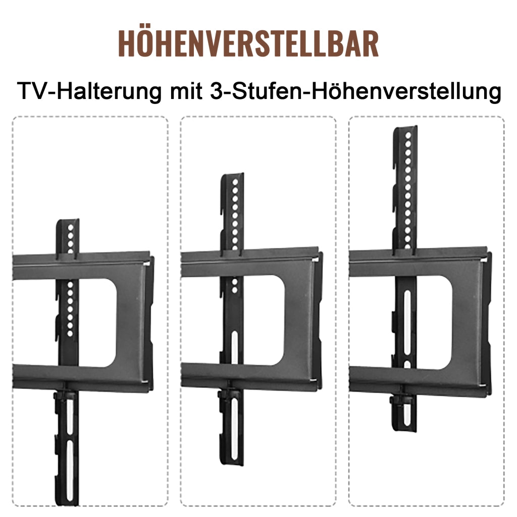 Mobile TV con 3 ripiani; supporto orientabile e passacavi - per soggiorno - in MDF e metallo - 116×42×125 cm - marrone
