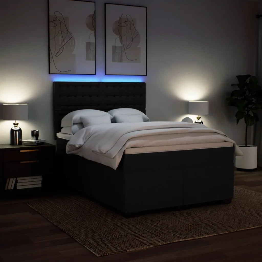 vidaXL Giroletto a Molle con Materasso Nero 140x190 cm in Tessuto