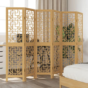 Divisorio Ambienti | Divider per stanze | Paravento 6 Pannelli Marrone Legno Massello Paulownia