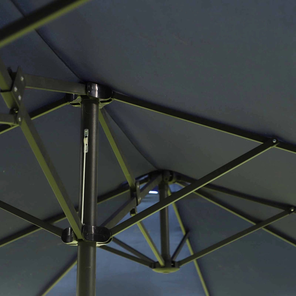 Doppio parasole da giardino 455 x 270 cm Parasole da giardino con manovella Ovale stabile Aste metalliche Stabili Parasole Mercato Parasole Doppio parasole Cortile Protezione Solare per balcone Spiaggia Patio Garden Blue