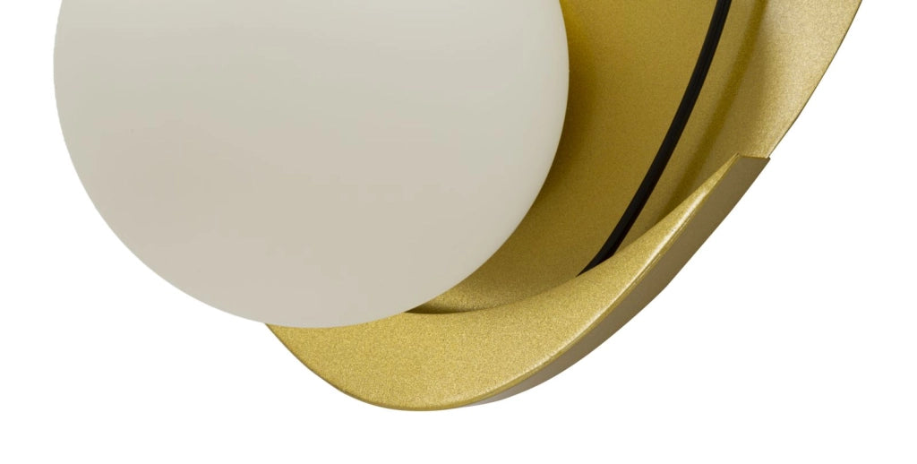 Lampada da Muro Circly 28x17x32 cm in Vetro e Ferro Oro e Nero e Bianco