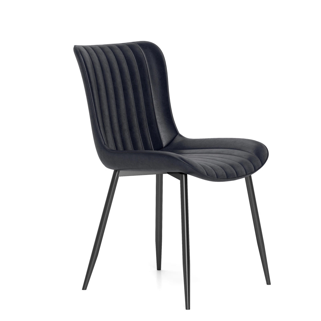 Sedie da Pranzo in Similpelle Nere, Set 4 Pezzi ¨C MINIMAL ¨C Design Moderno con Schienale Imbottito