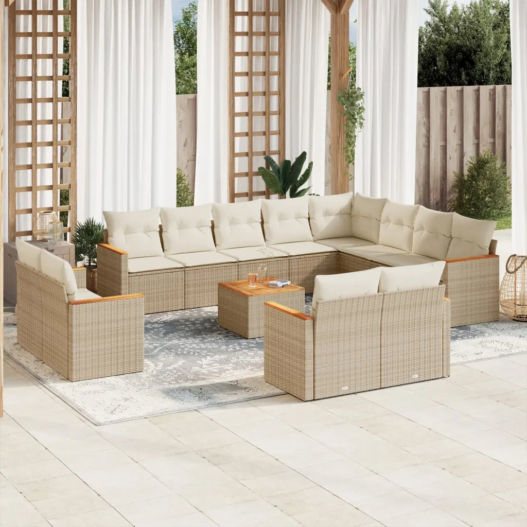 Set Divano da Giardino 13 pz con Cuscini Beige in Polyrattancod mxl 116803